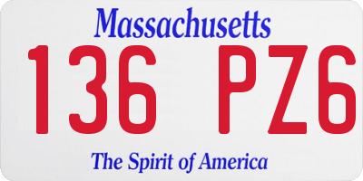 MA license plate 136PZ6