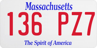 MA license plate 136PZ7
