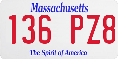 MA license plate 136PZ8
