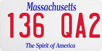 MA license plate 136QA2