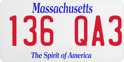 MA license plate 136QA3