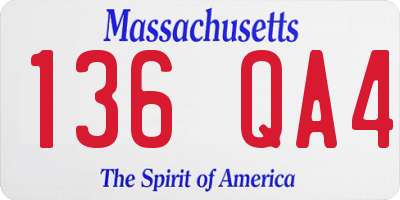 MA license plate 136QA4