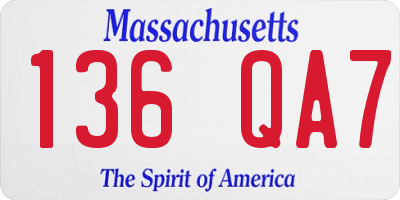 MA license plate 136QA7