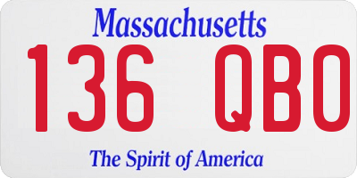 MA license plate 136QB0