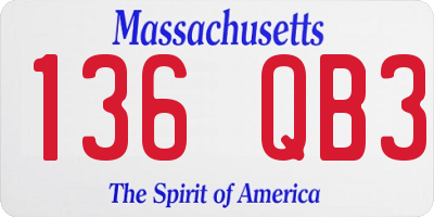 MA license plate 136QB3