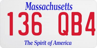 MA license plate 136QB4