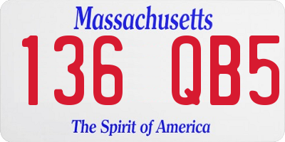 MA license plate 136QB5