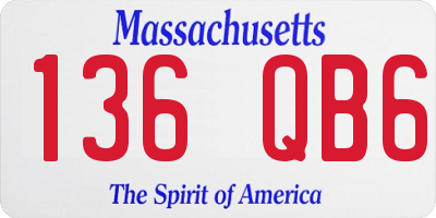 MA license plate 136QB6