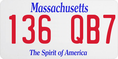 MA license plate 136QB7
