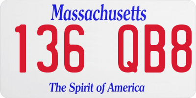 MA license plate 136QB8