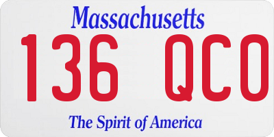 MA license plate 136QC0