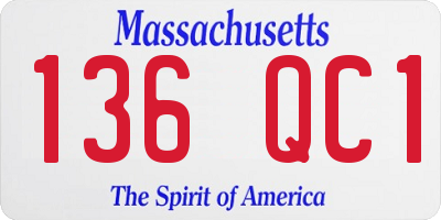 MA license plate 136QC1