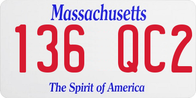 MA license plate 136QC2