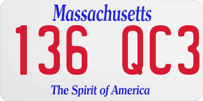 MA license plate 136QC3