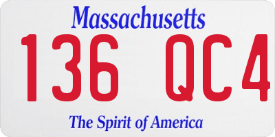 MA license plate 136QC4