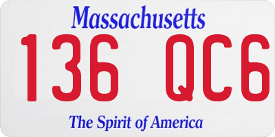MA license plate 136QC6