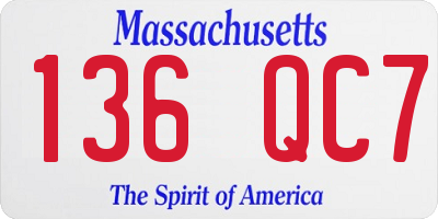 MA license plate 136QC7