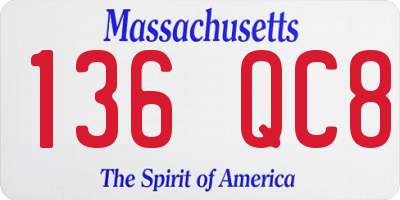 MA license plate 136QC8
