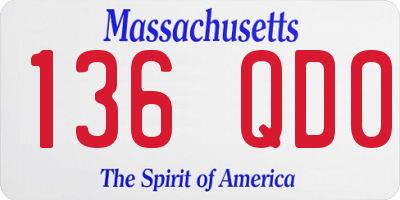 MA license plate 136QD0