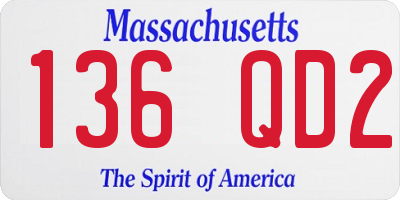 MA license plate 136QD2