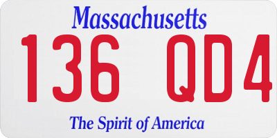 MA license plate 136QD4