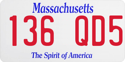 MA license plate 136QD5