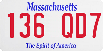 MA license plate 136QD7
