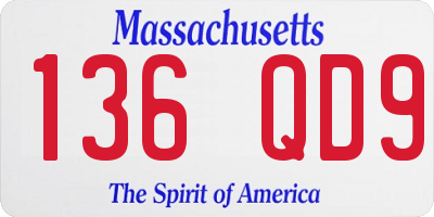 MA license plate 136QD9