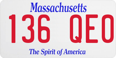 MA license plate 136QE0