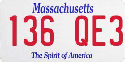 MA license plate 136QE3