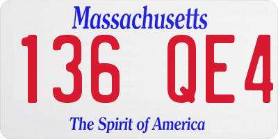 MA license plate 136QE4