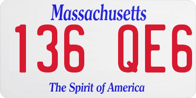 MA license plate 136QE6