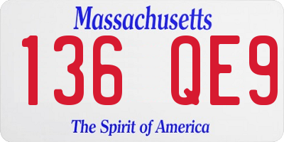 MA license plate 136QE9