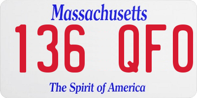 MA license plate 136QF0