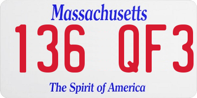 MA license plate 136QF3