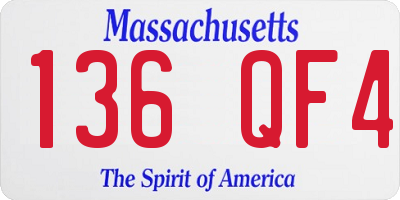 MA license plate 136QF4