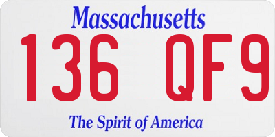 MA license plate 136QF9