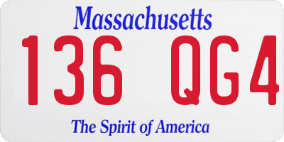 MA license plate 136QG4