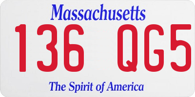 MA license plate 136QG5