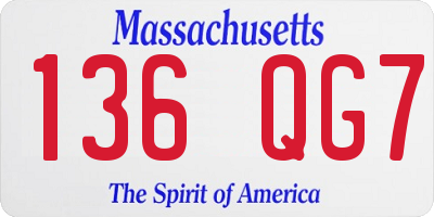 MA license plate 136QG7