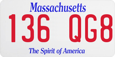 MA license plate 136QG8