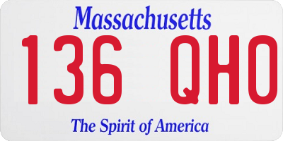 MA license plate 136QH0