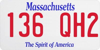 MA license plate 136QH2