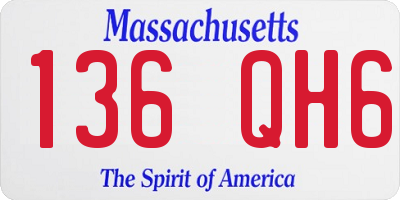 MA license plate 136QH6