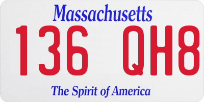 MA license plate 136QH8