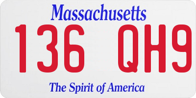 MA license plate 136QH9