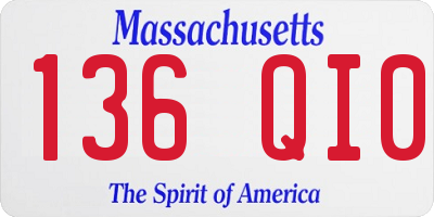 MA license plate 136QI0