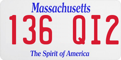 MA license plate 136QI2