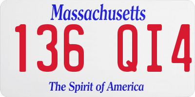 MA license plate 136QI4
