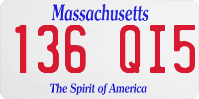 MA license plate 136QI5